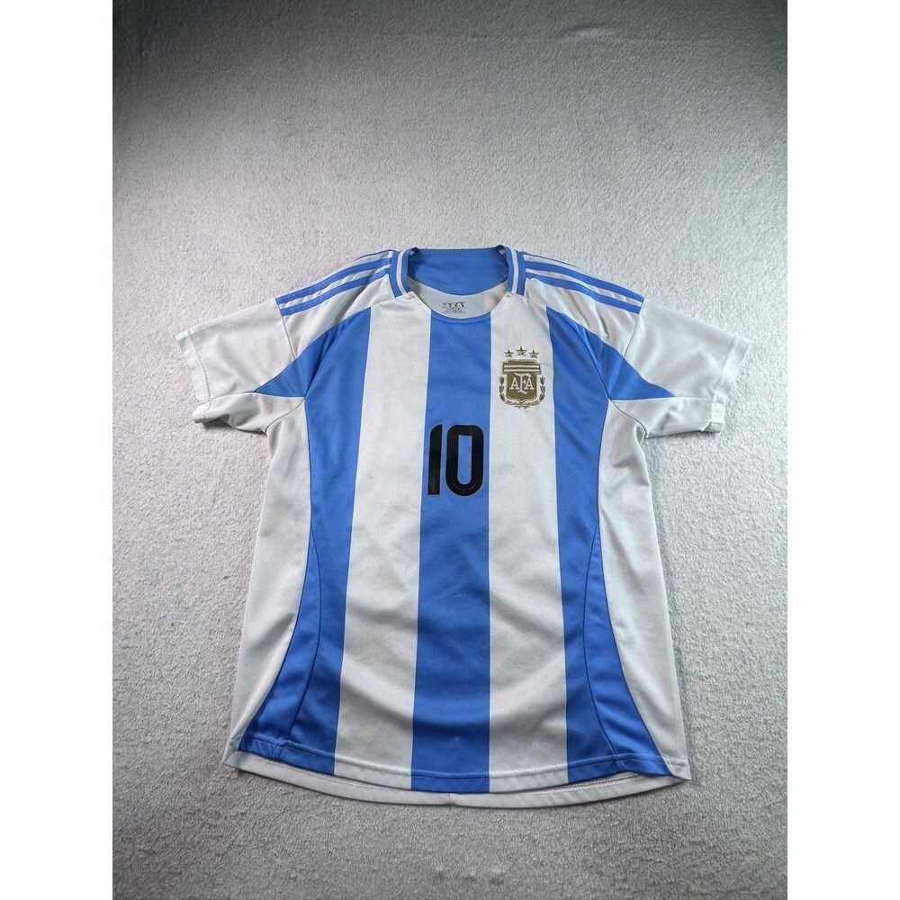 Argentina Messi #10 Soccer Jersey Men's Size S Blue White Striped Fan Apparel